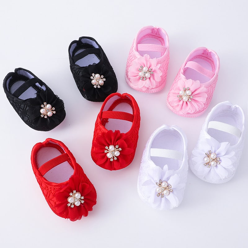 đ¸â¨ Pearl Flower Princess Baby Shoes with Matching Hairband â¨đ¸ - Image 2